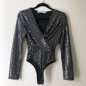 ASTR THE LABEL Sequins knit body suit
